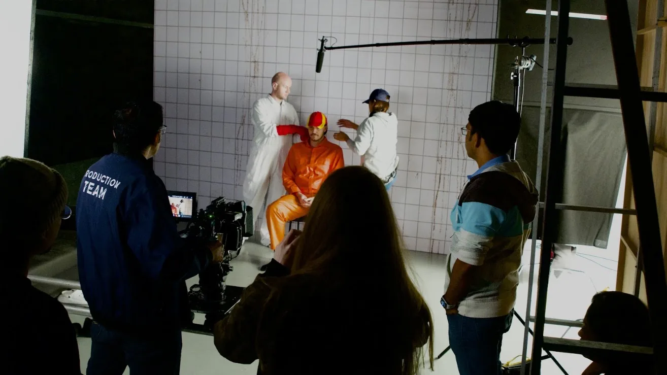 Offing Media production crew filming a corporate video on set in Singapore.