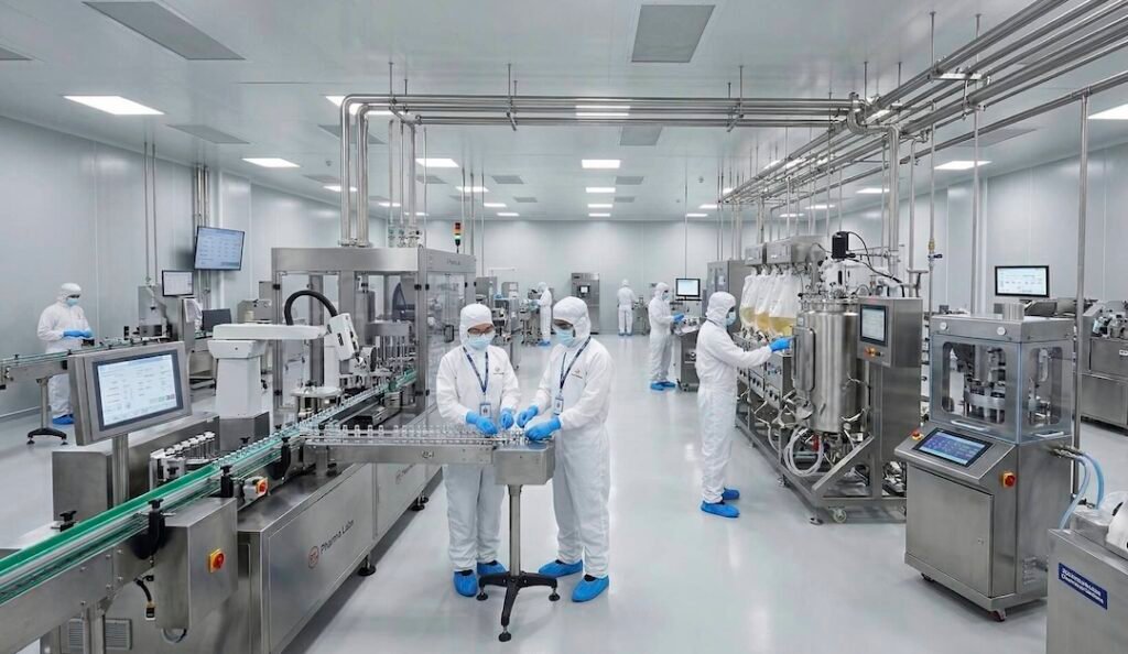 Offing Media crew filming inside pharmaceutical facility Singapore